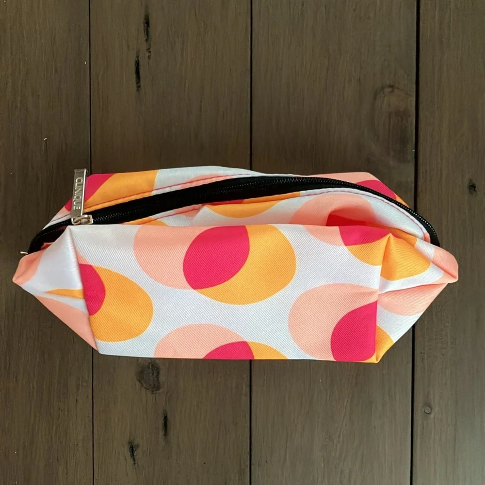 Clinique Cherry Pop Lipstick and Neon Makeup Bags